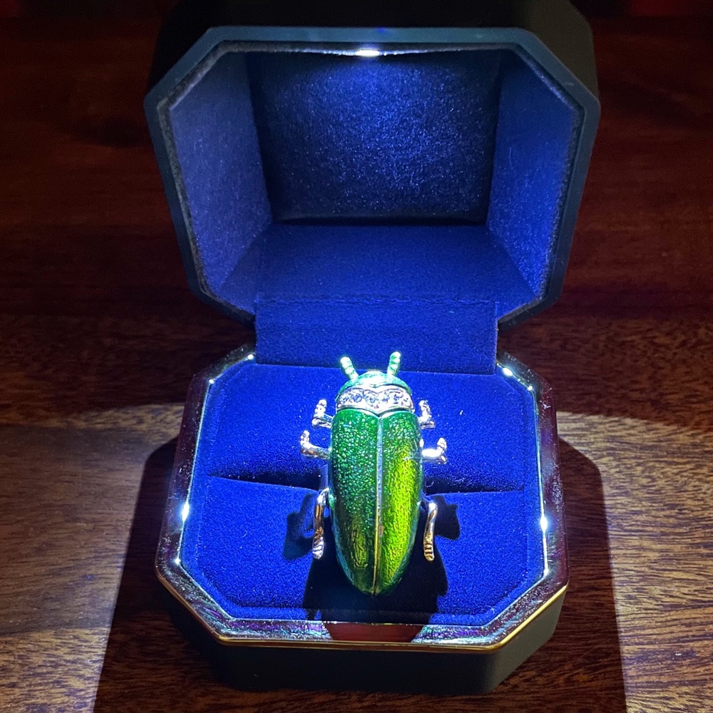 Metallic Green Beetle Ring